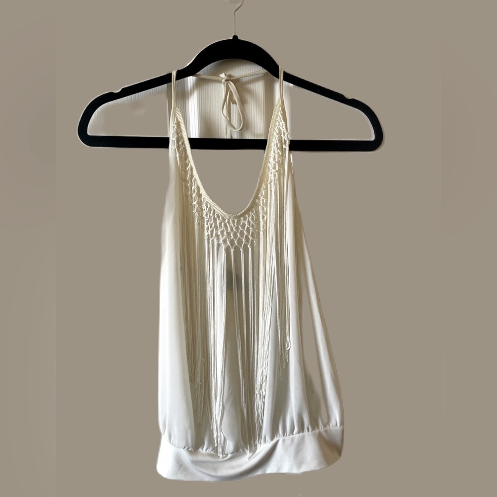 Bebe cream babydoll tank top blouse.  M/L